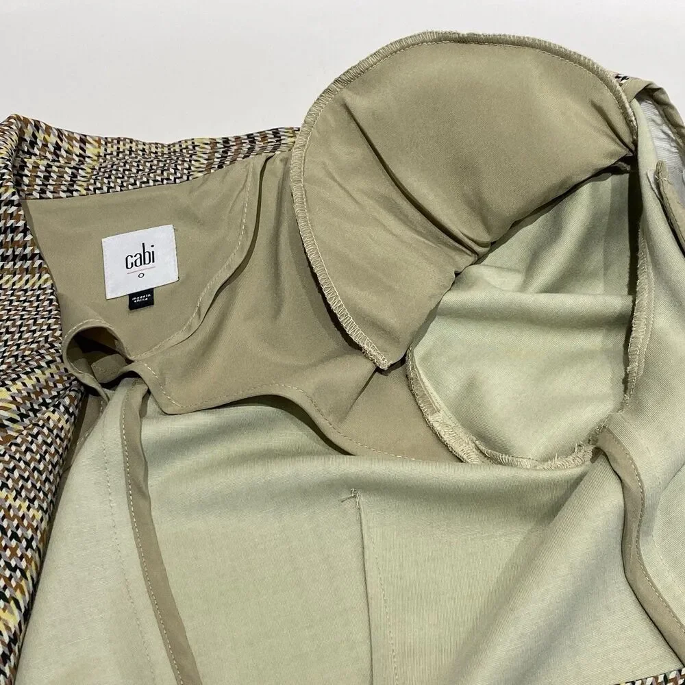 CABI Pastime Blazer #3548 Plaid Jacket Beige Multicolor Size 0 Stretch Academia
